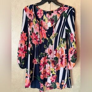 Melissa Paige Floral Blouse - Pink, Blue, Green